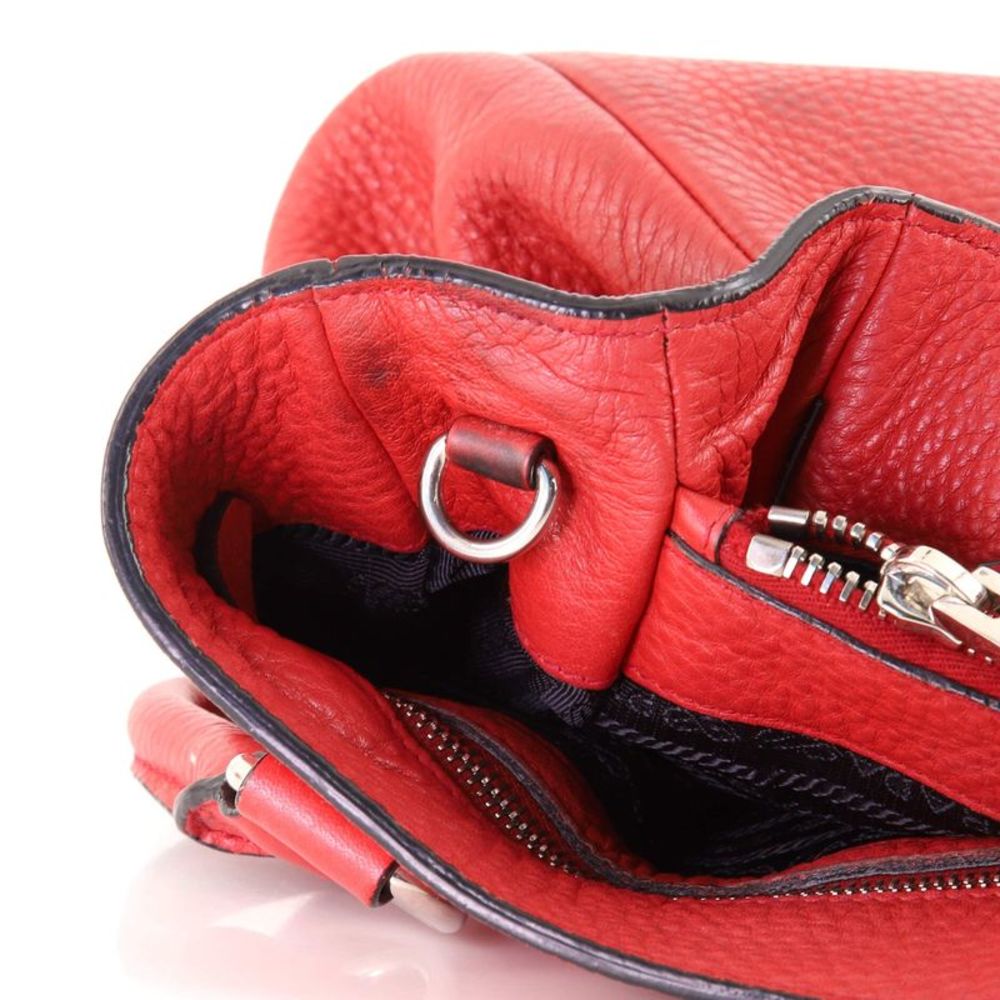 Prada Convertible Open Tote Vitello Daino Medium Red - Picture 9 of 10